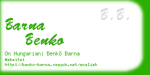 barna benko business card